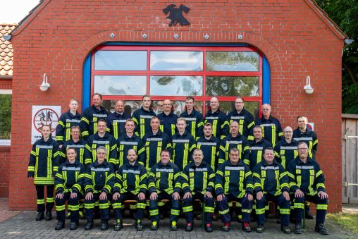Mannschaftsfoto vor Feuerwehrhaus 2025